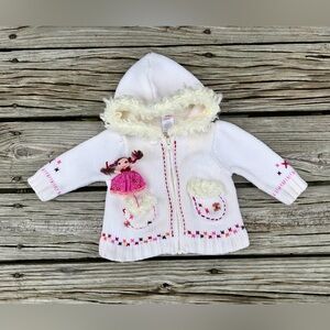 3-6m Baby Girls GYMBOREE Peruvian Doll Pocket Hooded Zip Up Sweater Jacket Coat